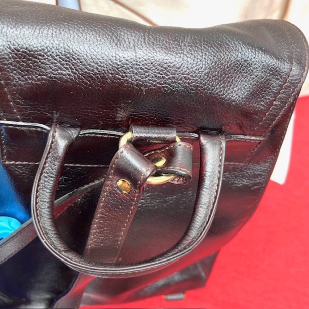 France Made Didier Lamarthe Back Pack Dark Chocolate Brown + FREE Chiffon Scarf - Picture 12 of 16